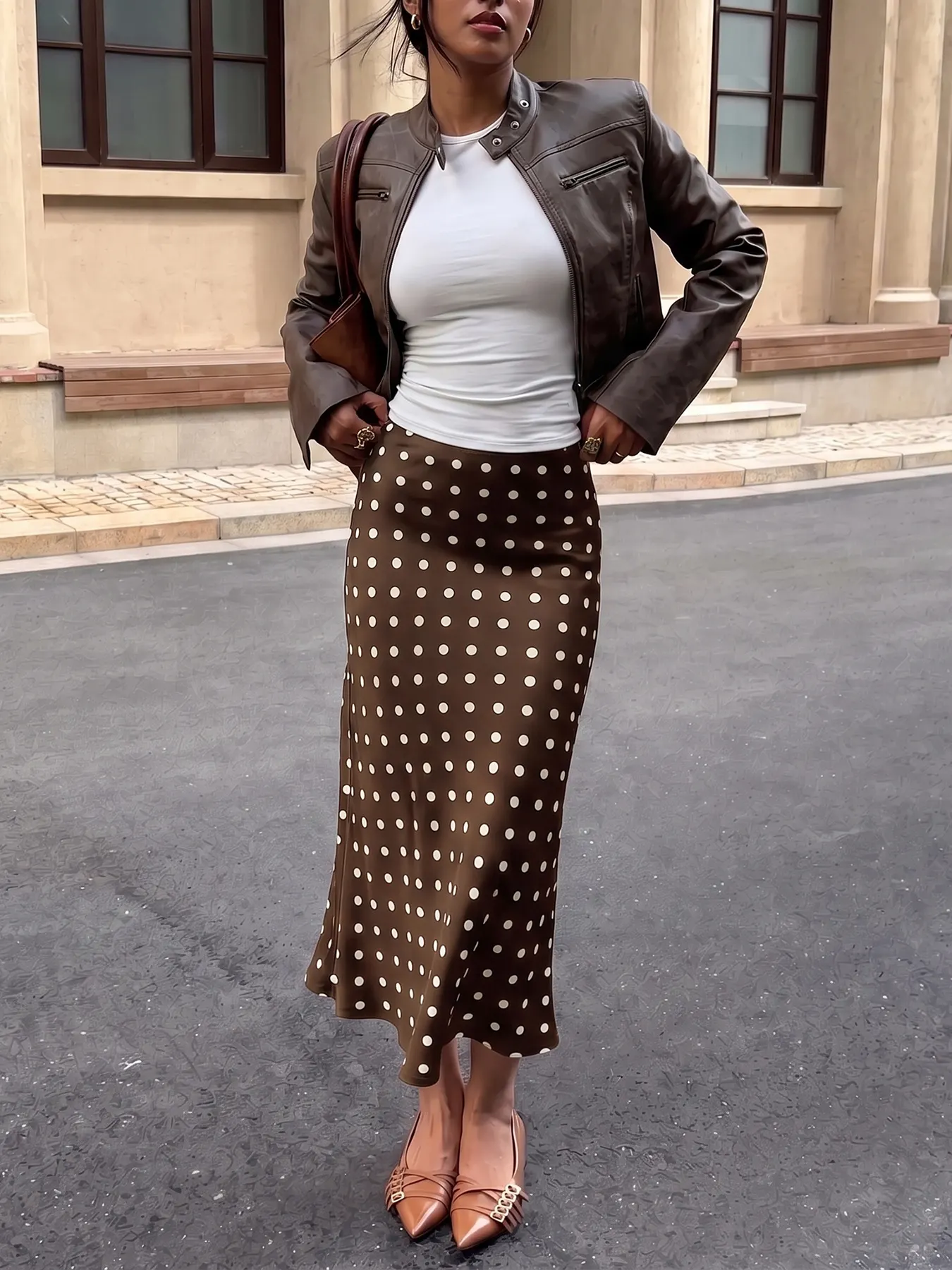 Polka Dot Midi Skirt