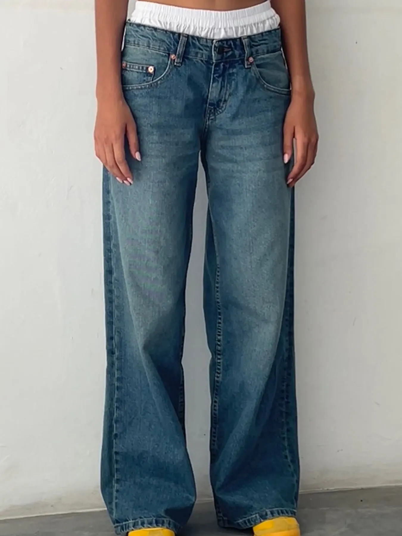 Wide-Leg Vintage Wash Jeans