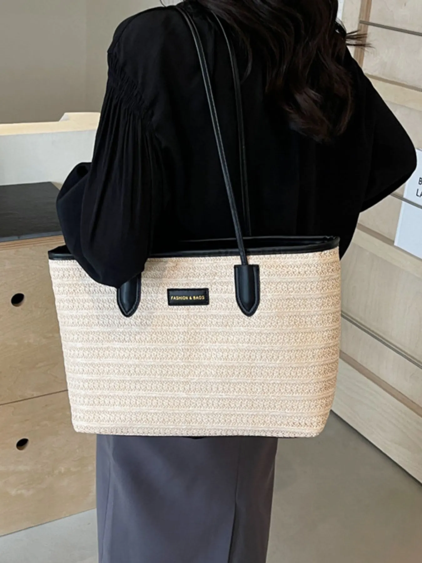 Woven Straw Tote Bag