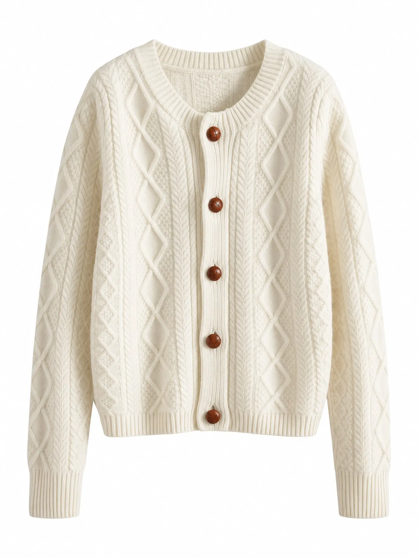 Cable-Knit Button-Down Cardigan